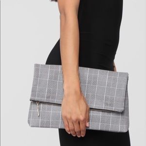 Plaid Clutch Purse with Detachable Chain
